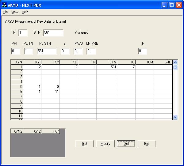 Use the Assignment of Key Data for Dterm (AKYD) command to set up the key pattern on each of