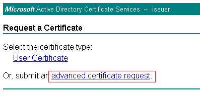 In the Request a Certificate window, select advanced certificate