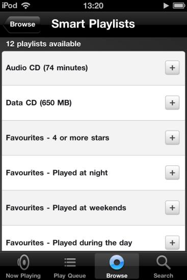 Tapping a Playlist s entry will show the View Tracks view (See Common Views & Commands). Tap Browse Local to return.