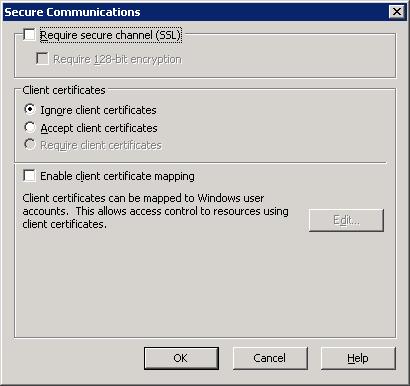 10. On the Secure Communications dialog, check Require