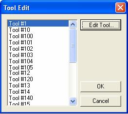 Tooling Menu Configuring Tools: To configure tools, select <Tooling>, <Tools> from the top menu or select the Configure tools icon on the tool bar.