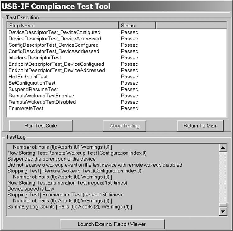 Chapter 17 Figure 17-6: USBCV s Chapter 9 tests check the device s responses to the control requests defined in Chapter 9 of the USB specification.