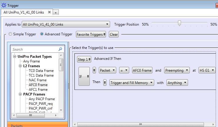 Capturing M-PHY Data 4 5 As per your specific requirements: a Edit the default step (Step 1) to select the trigger condition and action in the If- Then clause.