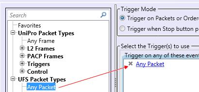 4 Capturing M-PHY Data Triggering Based on Packet Types You can configure the U4431A module to trigger on any or specific packet types.
