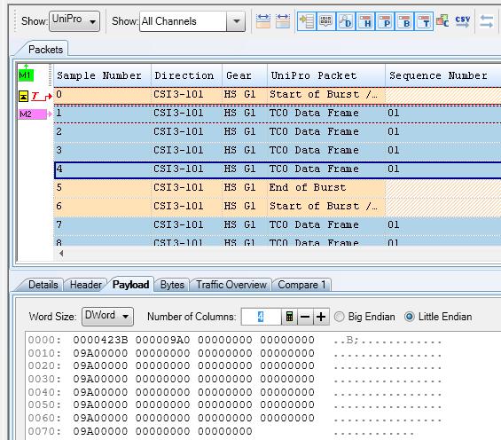 Viewing and Analyzing Captured Data 5 Viewing the Decoded Payload for a Packet The Payload tab displays the decoded payload for the packet currently selected in the upper pane of the Protocol Viewer.