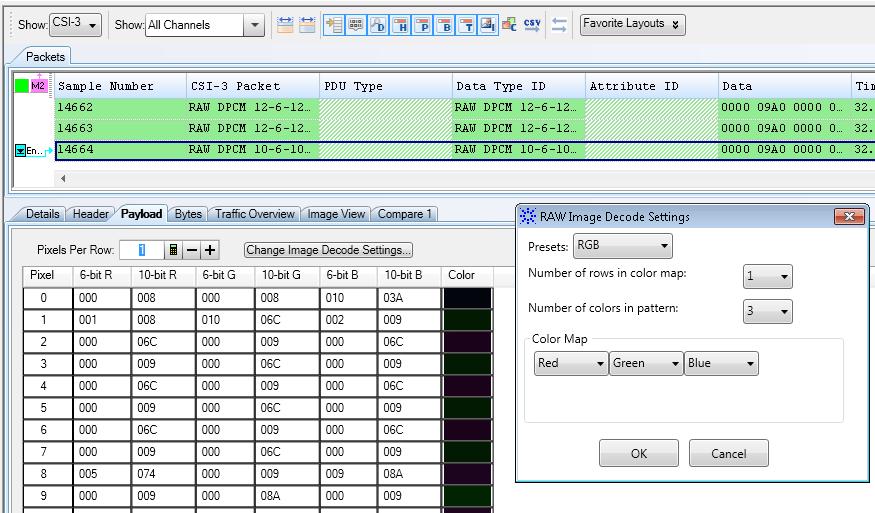 Viewing and Analyzing Captured Data 5 For RAW formats, a number of preset options such as RGB, YMC, CMY, and Bayer decoding are available in the Raw Image Decode Settings dialog box.
