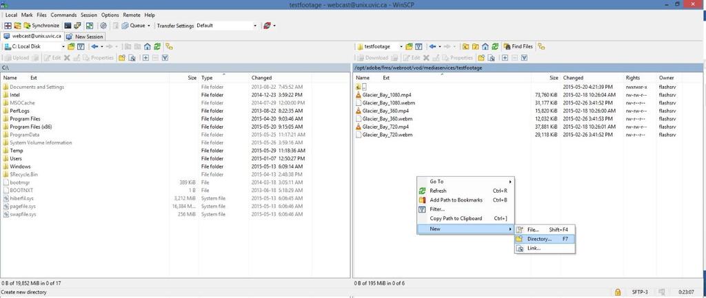 Creating a directory on the video on demand server Files stored on the Video on Demand server, including files within your Video on Demand directory can be sorted into folders as required.