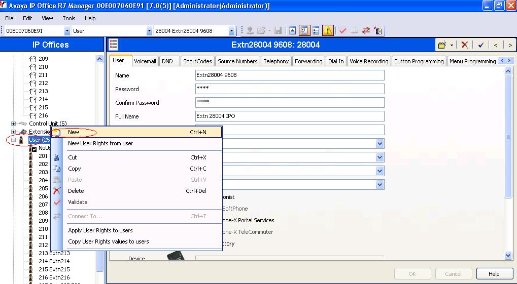 To add a user, right click on User from the left hand window pane of the IPO Manager as shown in Figure 5