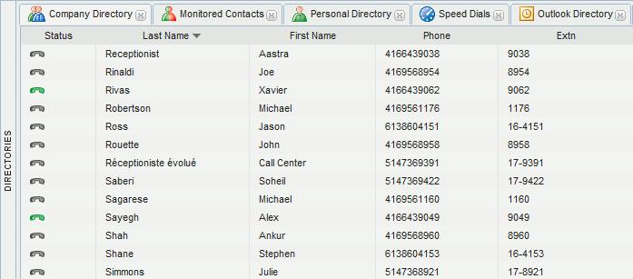 2.3 Contact directory The Contact directory panel lists your available contact directories and displays the contacts associated with a selected directory.