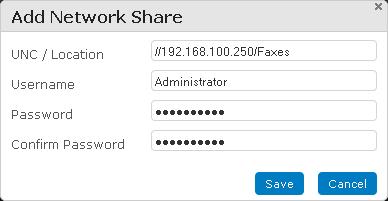 Note that the configuration in this section is only necessary for the shared folder method of storing incoming faxes.