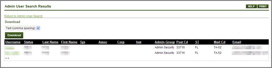 5) To view the user in the MANAGE ADMIN USER page, click the Username.
