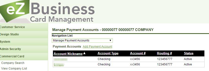 MANAGING PAYMENT ACCOUNTS The Manage Payment Accounts page allows you to view existing payment accounts and set up payment accounts that can be used for making account payments online.