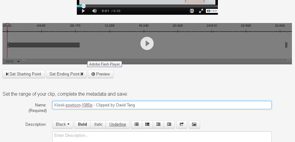 Kaltura Edit Videos Is the video too