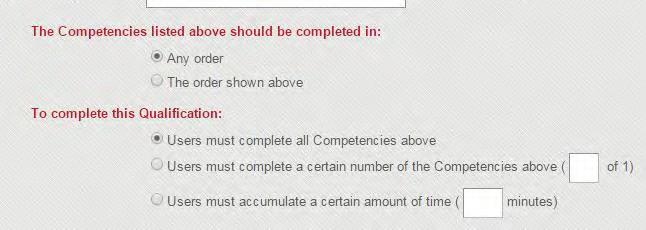 Choose the requirements in regard to the number of Competencies that need to be completed in