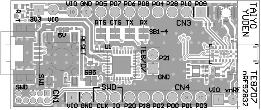 . Silkscreen Printing Pin Descriptions Pin No. CN3 CN4 CN8 1 NFC/P0.09 VIO GND 2 NFC/P0.10 GND P0.