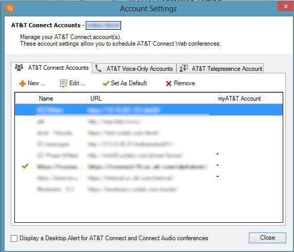 07: From the AT&T Conferencing menu select Account Settings to open the Account Settings window. 2.