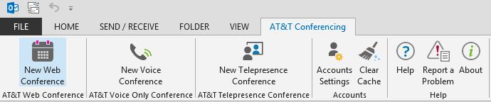 A new Outlook window opens for sending an AT&T Connect Web meeting request.