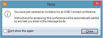 Scheduling an AT&T Connect web conference Opening recurring conferences Open a new AT&T Connect Web Conference as described above and click the Recurring button.