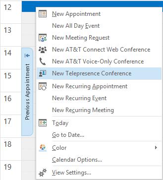 Notes: You can t schedule recurring Telepresence meetings.