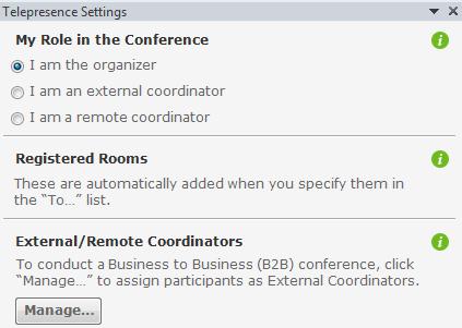Setting the meeting as a B2B meeting Setting the B2B Telepresence meeting as the meeting owner To set a B2B teleconferencing meeting as the meeting owner: 1.