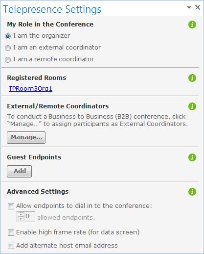 Telepresence conference features Notes: In a single meeting you may combine the two options. Some endpoints dial-in and for other endpoints the meeting dials-out.