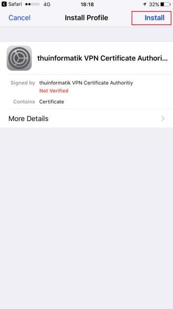2, normally the user certificate is called vpn. Click OK to connect. 5.0 Apple ios 5.