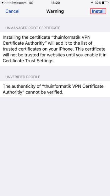 ). Open: http://onedrive.live.com Touch YourCompany+VPN+Certificate+Authoirty.crt file. It will be opened with iphones Certificate Installer.
