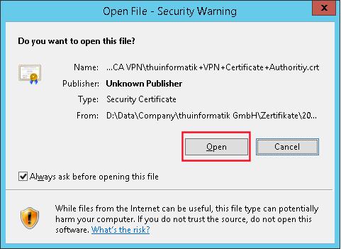 Select Open if a Security Warning pops up.