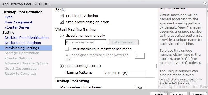 Provide a naming pattern for the virtual machines you created (Figure 65).