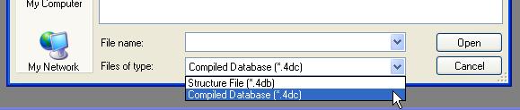 This dialog allows you to select the compiled JDFTC application file to open.