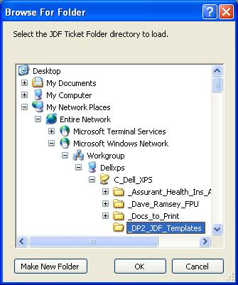 The Browse For Folder window will open: It is strongly suggested that you explore the Entire Network when loading this directory path so that a complete UNC path will be