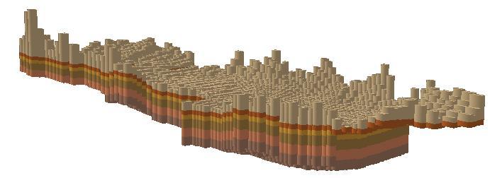 Figure 19 3D view of MODFLOW cells in ArcScene. 13 Conclusion This concludes the tutorial.