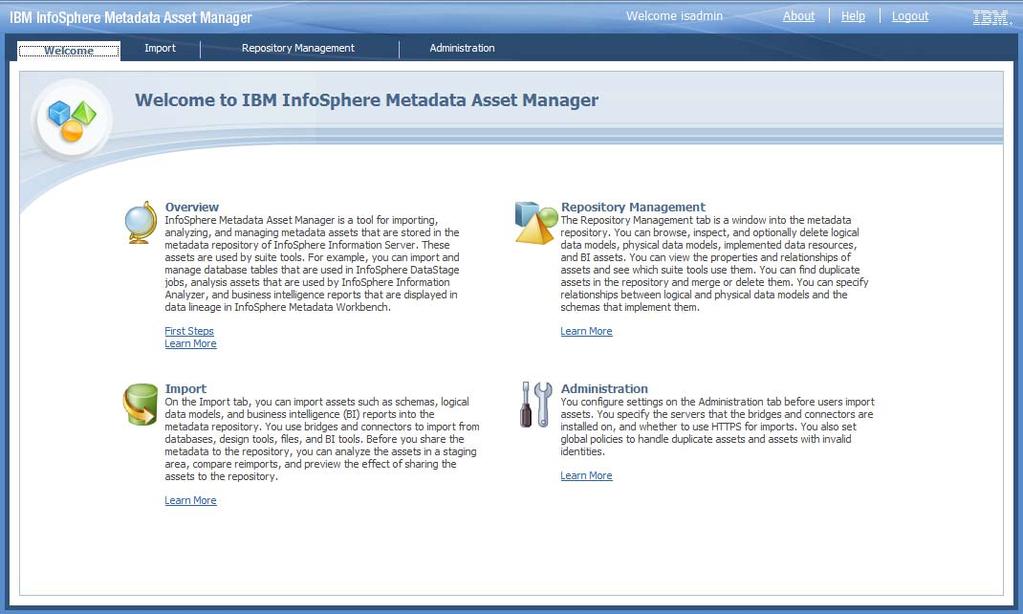 IBM MetaData Wrkbench Enablement Series IBM InfSphere Metadata Asset Manager The InfSphere Metadata Asset Manager is installed as part f the IBM InfSphere Infrmatin Server and is accessed via a Web