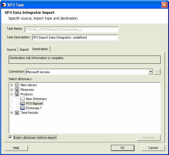 Empty dictionary before import in XP3 Automation This feature allows users of XP3 Automation the option to clear the existing dictionary items list of the destination library prior to import.