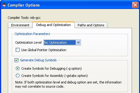 Figure 2-13. Setting the Optimization level ❺ Click on to compile the source code.