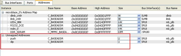 assigned addresses You can manually assign the base address and size of your peripherals or have XPS generate the addresses for you.