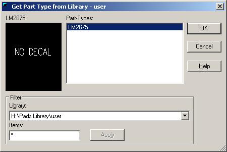 The Get Part Type from Library dialog will appear.