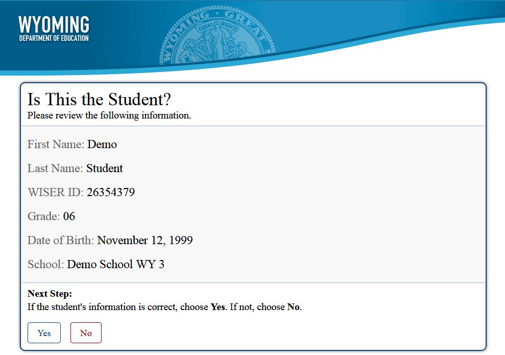 Signing in to the Testing Site Step 2: Verifying Student Information After the student signs in, the Is This the Student? page appears (see Figure 19).