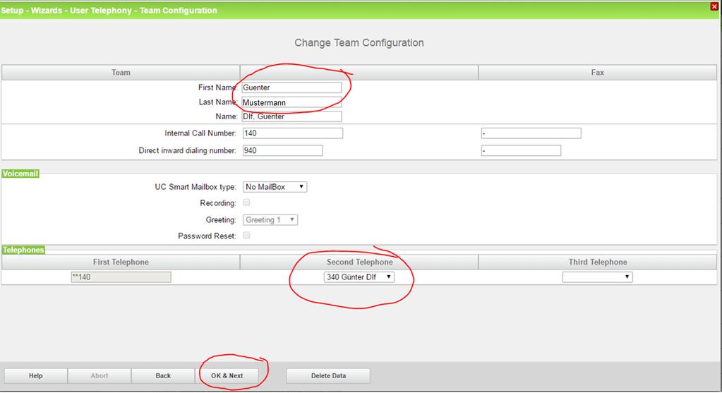 Assign Name to MULAP and select the associated Circuit User callno Press OK&Next MULAP configuration is finished 3.3.2.