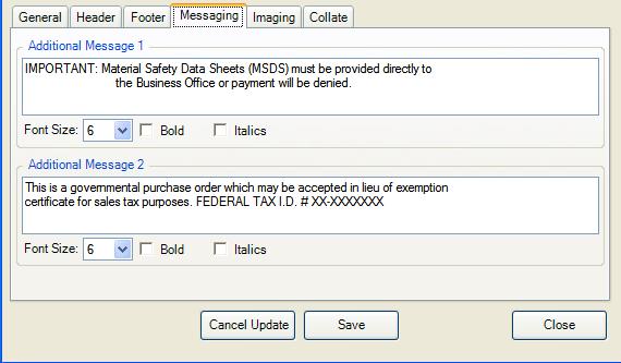FOOTER FOLDER (cont d) Agent Comment Font Size Bold/Italics If you are displaying a signature at the bottom of the purchase order, enter the purchasing agent s comments in this field.