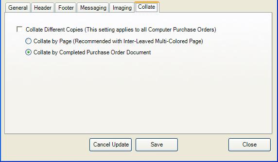 IMAGING FOLDER (cont d) Display Signature at Bottom Check this box if you want the purchase order to print a digitized signature. Click to specify the signature location and file name.