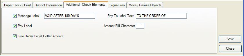 Check the Message Label box and enter a free-form message to be displayed on the check document. You can use the default text or type in your own custom message.