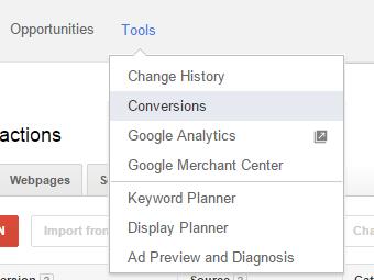 You will now be able to see all of your conversions, if you have already set up some of them, or you will be able to create completely new conversions.