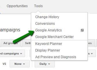 Now that you have checked if you have the necessary permission and access level, you should start the integration process. Go to your Google AdWords account and use the tab Tool, to access Analytics.
