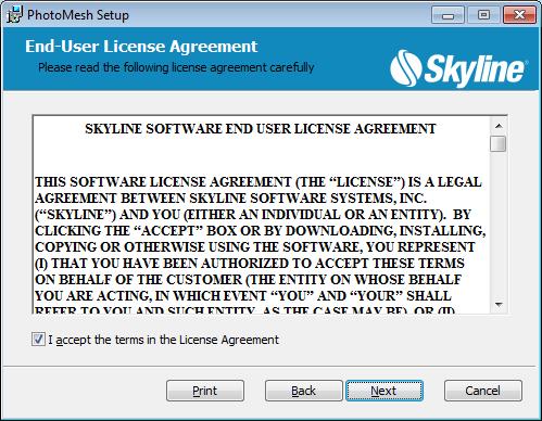 3. Click Next. The End-User License Agreement is displayed. End-User License Agreement 4. Read the License Agreement and then select the I accept check box. 5.