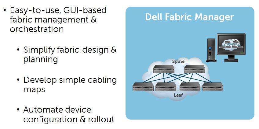 Dell Fabric Manager Distributed core along with its numerous benefits is involved to implement. Dell has created a management solution to make it easier to implement a distributed core fabric.