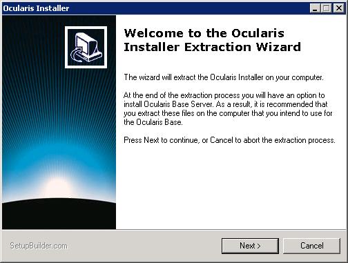 Extract Ocularis Installation Files Extract Ocularis Installation File These steps outline the extraction of the Ocularis installation files and may be used for all Ocularis models and for new or