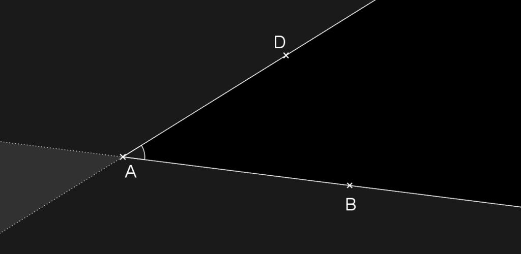 The exterior of an angle is the union of two opposite half planes -bordered by the sides of the angle, and not containing the points neither in the