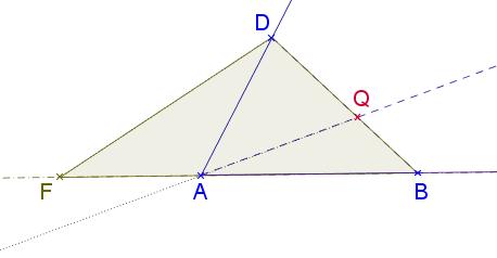 Figure 4: A ray interior of an angle intersects a segment from side to side. Proposition 6 (The Crossbar Theorem).
