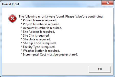 3.5. Error Messages and Notes While using the Compressed Air Savings Calculator, you may see one of the following error messages: This message indicates that you have